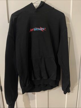 BEAST FASHION Black Crewneck Hoodie with Red and Blue Logo
